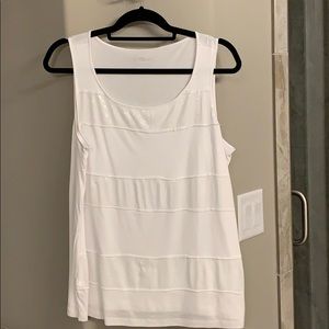 White tank with soft sequins stripes